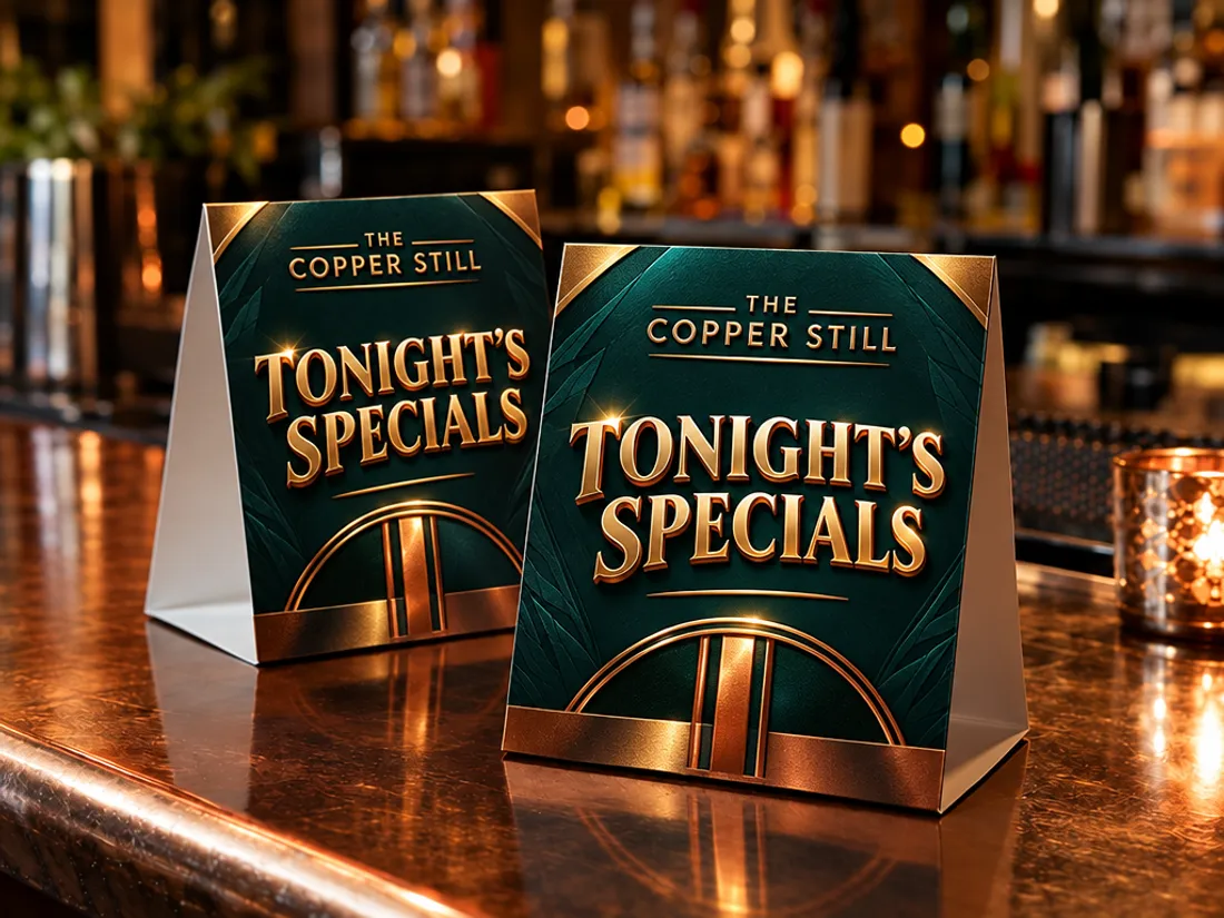 Table Tents, redesigned by PrintFlashy